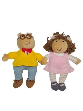 Vintage 1995 Eden PBS Arthur & D.W. Plush Doll Toys Brother & Sister